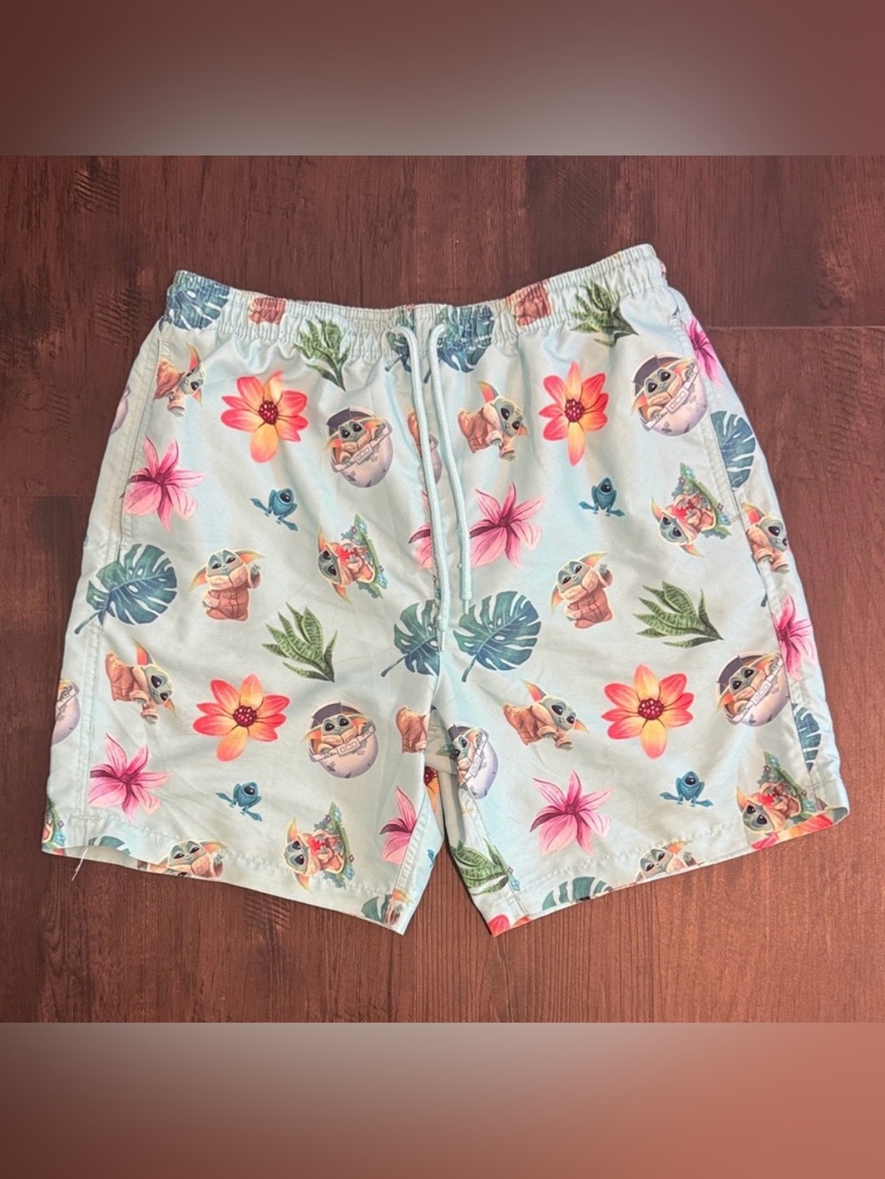STAR WARS SWIM TRUNKS MENS MANDALORIAN GROGU BABY YODA TROPICAL MEDIUM LINING